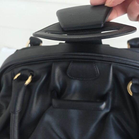 Smythson of Bond St Nancy Black Quilted Leather Flap Top handle Shoulder Handbag - Picture 9 of 14